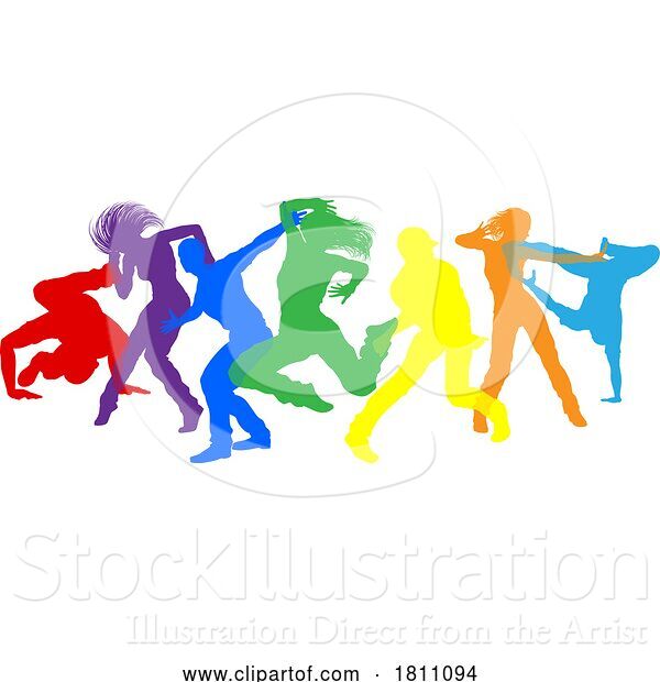 Vector Illustration of Dancers Silhouette Street Dance Poses Silhouettes