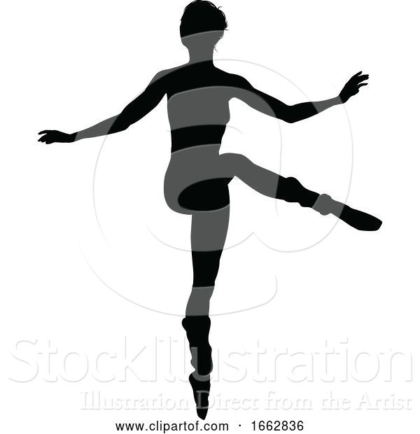 Vector Illustration of Dancing Ballet Dancer Silhouette