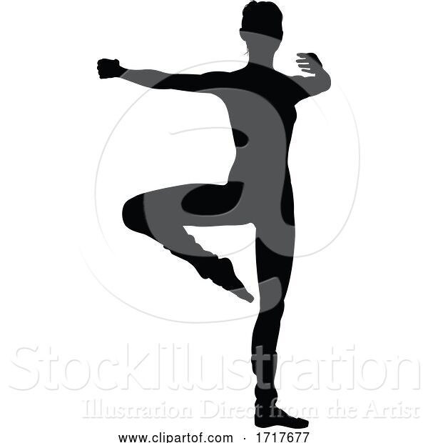 Vector Illustration of Dancing Ballet Dancer Silhouette