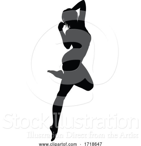 Vector Illustration of Dancing Lady Silhouette