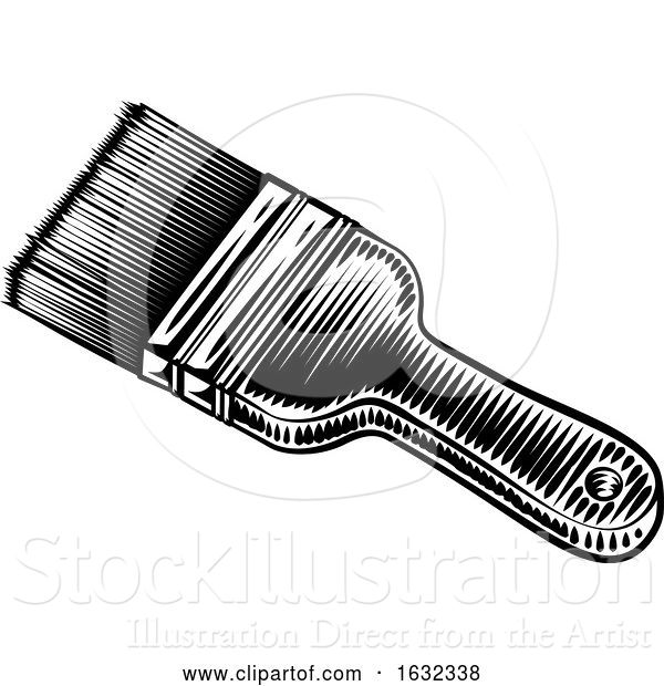 Vector Illustration of Decorators Paintbrush Vintage Woodcut Style