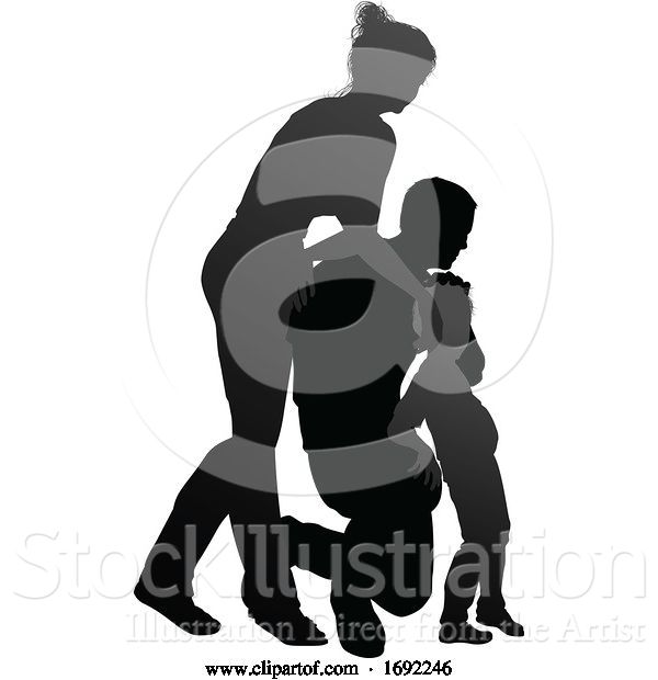 Vector Illustration of Detailed Family Silhouette