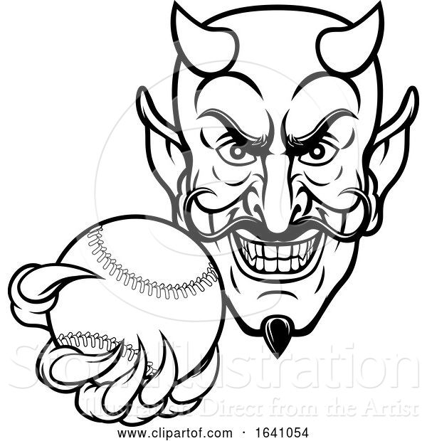 Vector Illustration of Devil Baseball Sports Mascot