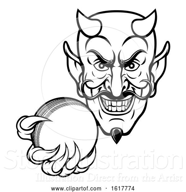Vector Illustration of Devil Cricket Sports Mascot