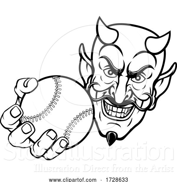 Vector Illustration of Devil Satan Baseball Ball Sports Mascot