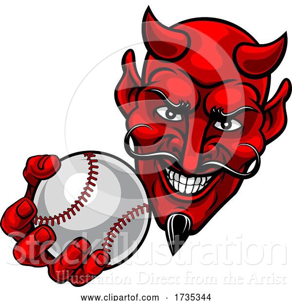 Vector Illustration of Devil Satan Baseball Ball Sports Mascot