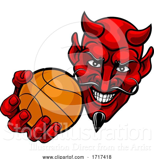 Vector Illustration of Devil Satan Basketball Sports Mascot