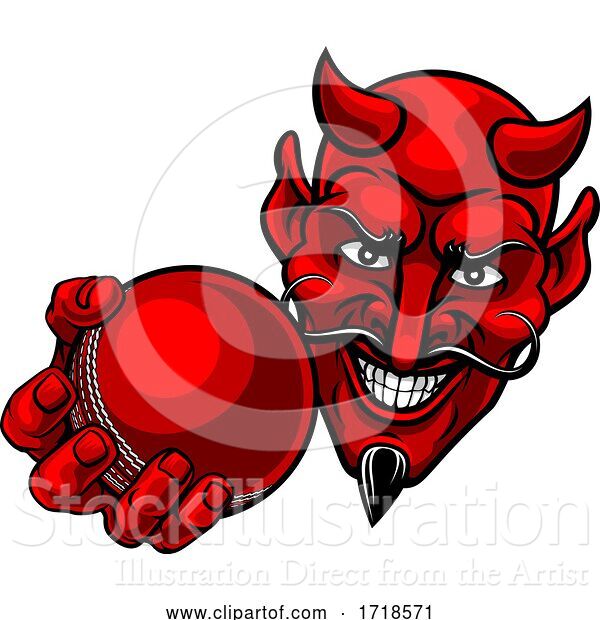 Vector Illustration of Devil Satan Cricket Sports Mascot