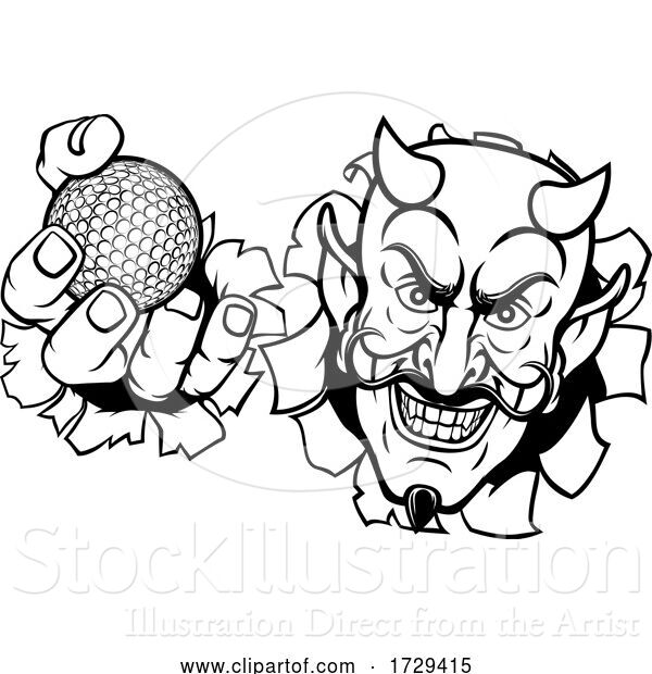 Vector Illustration of Devil Satan Golf Ball Sports Mascot