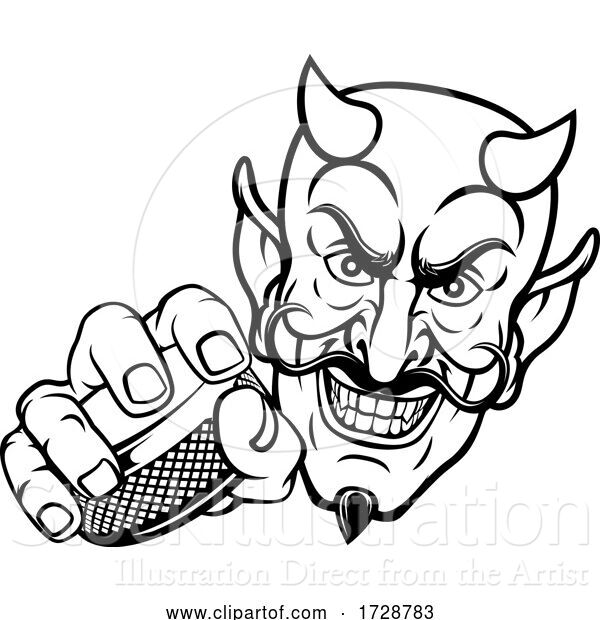 Vector Illustration of Devil Satan Ice Hockey Sports Mascot