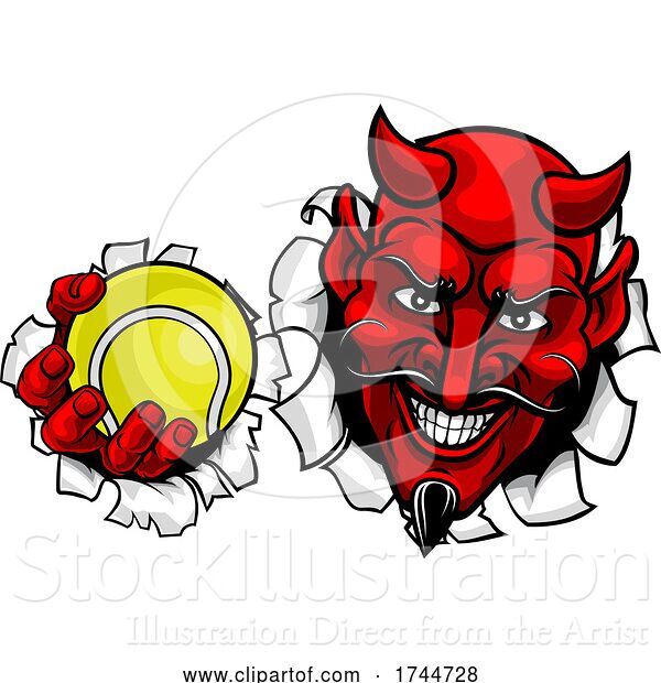 Vector Illustration of Devil Satan Tennis Ball Sports Mascot