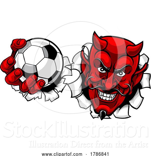 Vector Illustration of Devil Soccer Football Ball Sports Mascot