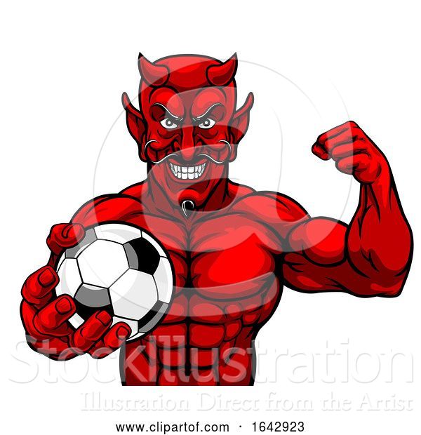 Vector Illustration of Devil Soccer Football Sports Mascot Holding Ball