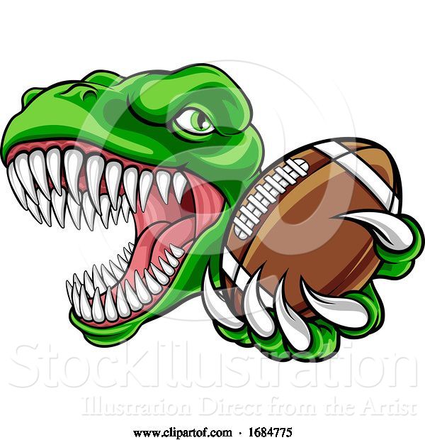 Vector Illustration of Dinosaur American Football Animal Sports Mascot