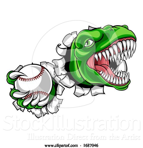 Vector Illustration of Dinosaur Baseball Player Animal Sports Mascot