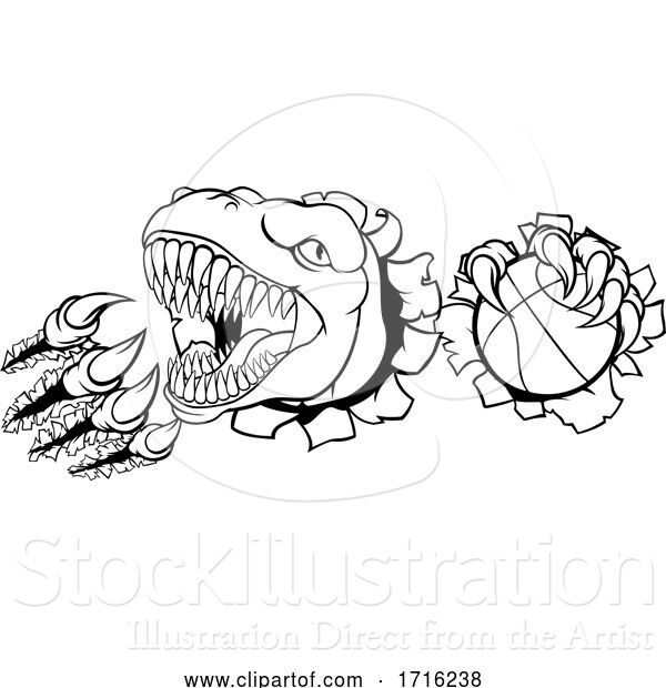 Vector Illustration of Dinosaur Basketball Player Animal Sports Mascot