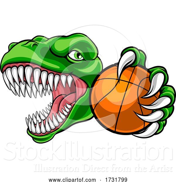 Vector Illustration of Dinosaur Basketball Player Animal Sports Mascot