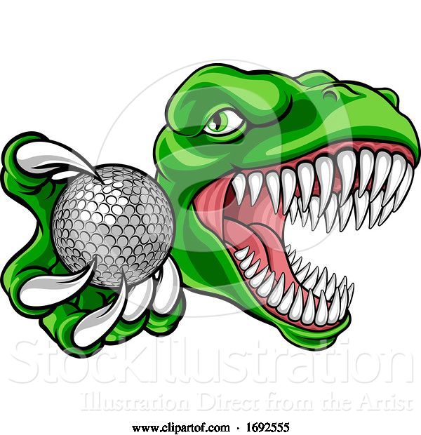 Vector Illustration of Dinosaur Golf Player Animal Sports Mascot