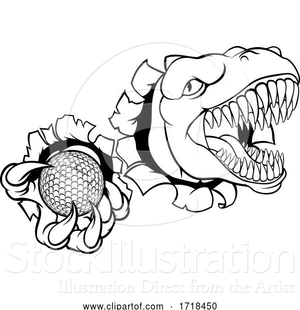 Vector Illustration of Dinosaur Golf Player Animal Sports Mascot