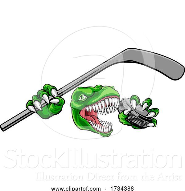 Vector Illustration of Dinosaur Ice Hockey Player Animal Sports Mascot