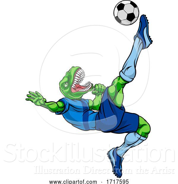 Vector Illustration of Dinosaur Soccer Football Player Sports Mascot