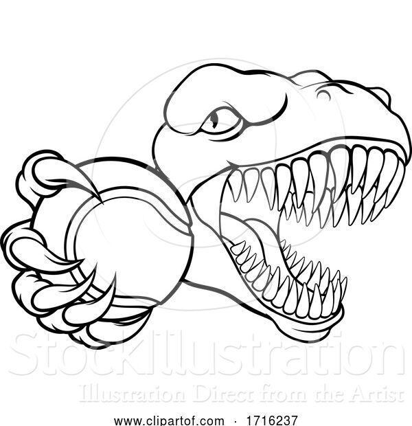 Vector Illustration of Dinosaur Tennis Player Animal Sports Mascot