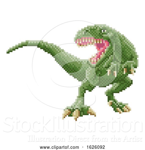 Vector Illustration of Dinosaur Trex 8 Bit Pixel Art Arcade Game