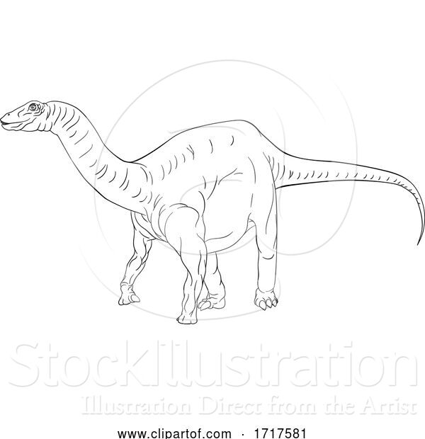 Vector Illustration of Diplodocus Dinosaur Black and White