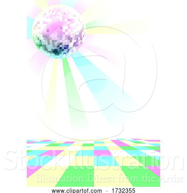 Vector Illustration of Disco Nightclub Mirror Ball Dance Floor