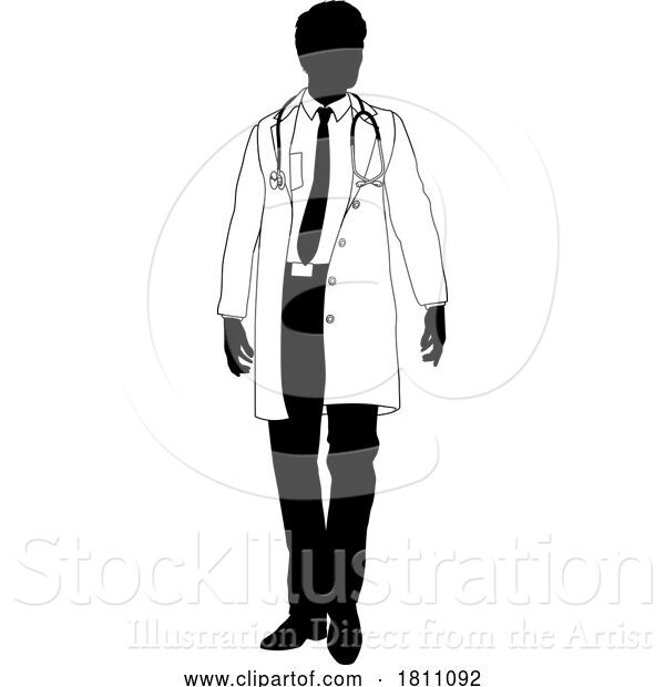 Vector Illustration of Doctor Guy Medical Silhouette Healthcare Person