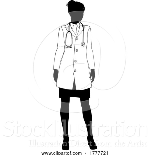 Vector Illustration of Doctor Lady Medical Silhouette Healthcare Person