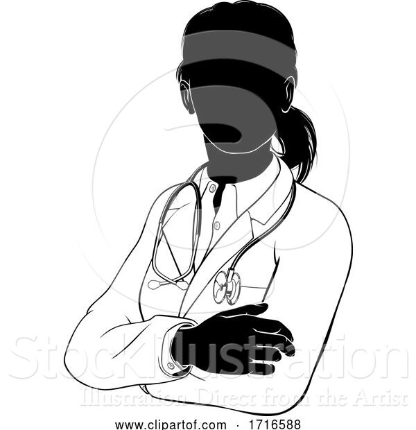 Vector Illustration of Doctor Lady Silhouette