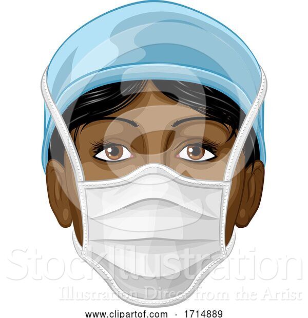 Vector Illustration of Doctor or Nurse Wearing PPE Protective Face Mask