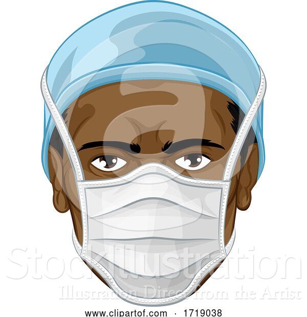 Vector Illustration of Doctor or Nurse Wearing PPE Protective Face Mask