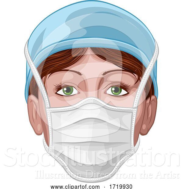 Vector Illustration of Doctor or Nurse Wearing PPE Protective Face Mask