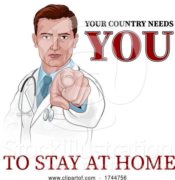 Vector Illustration of Doctor Pointing Your Country Needs You