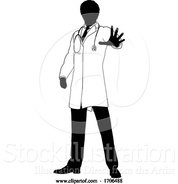 Vector Illustration of Doctor Stop Hand Sign Medical Concept