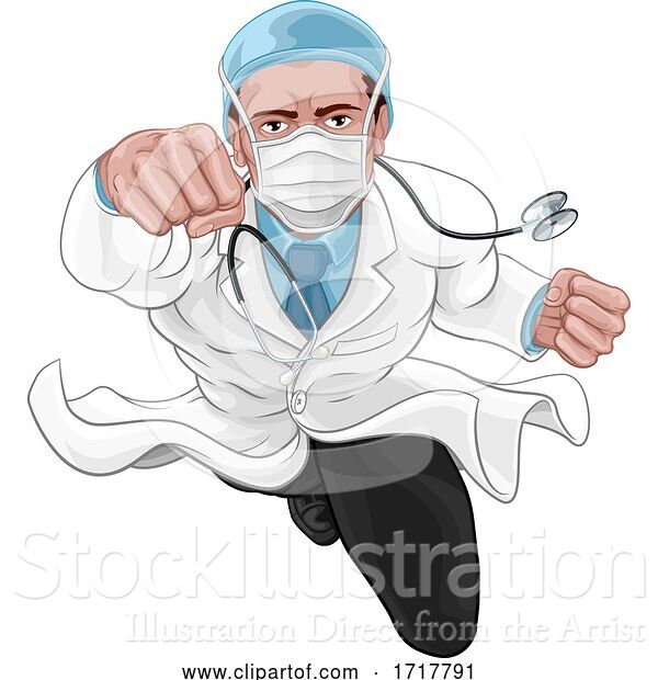 Vector Illustration of Doctor Super Hero Medical Concept