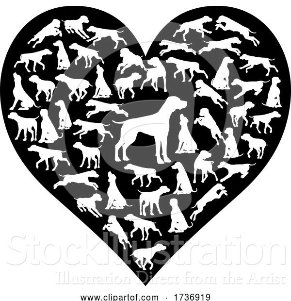 Vector Illustration of Dog Heart Silhouette Concept