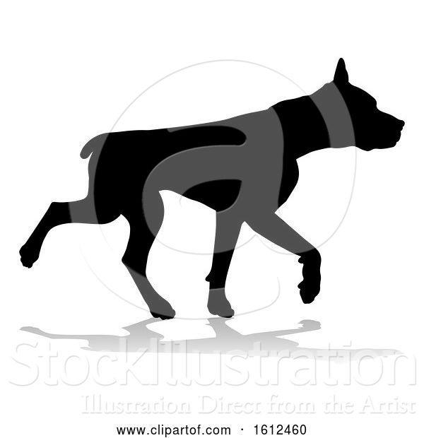 Vector Illustration of Dog Silhouette Pet Animal, on a White Background