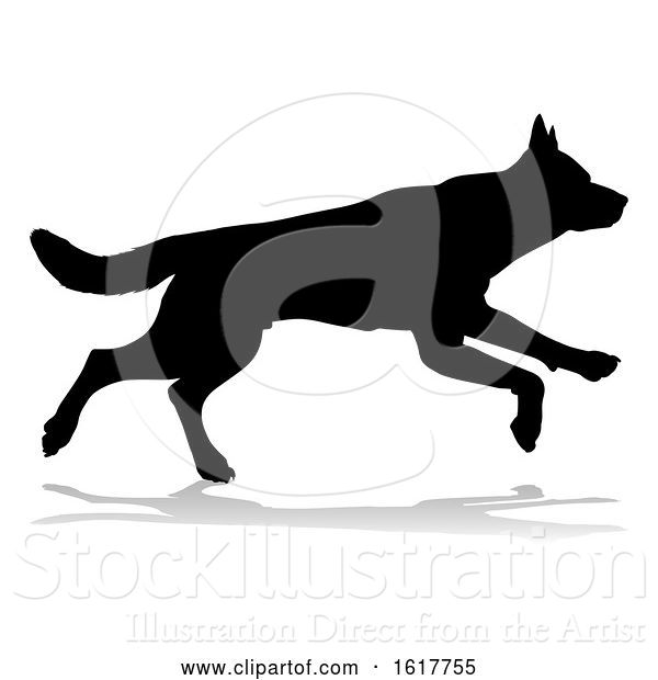 Vector Illustration of Dog Silhouette Pet Animal, on a White Background