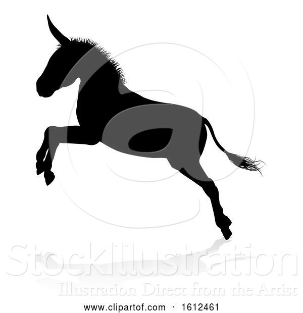 Vector Illustration of Donkey Animal Silhouette, on a White Background