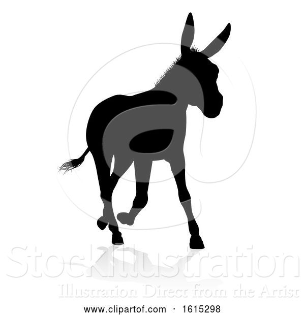 Vector Illustration of Donkey Animal Silhouette, on a White Background