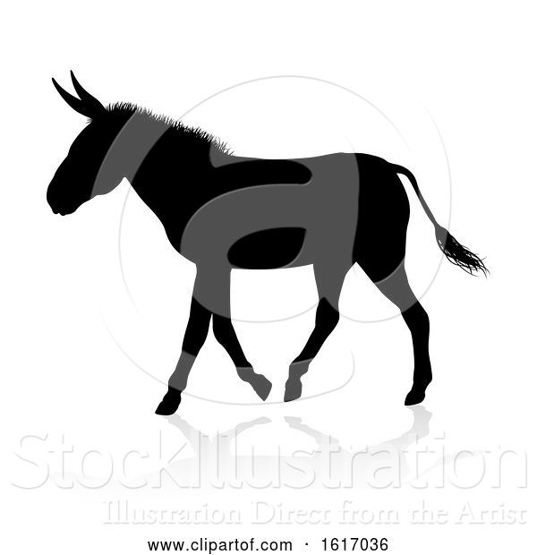 Vector Illustration of Donkey Animal Silhouette, on a White Background