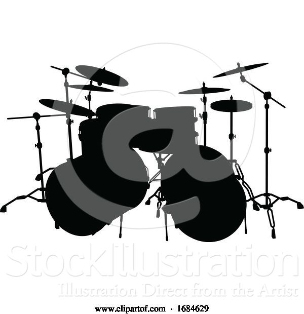 Vector Illustration of Drum Kit Musical Instrument Silhouette