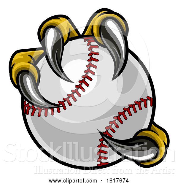 Vector Illustration of Eagle Bird Monster Claw Holding Baseball Ball