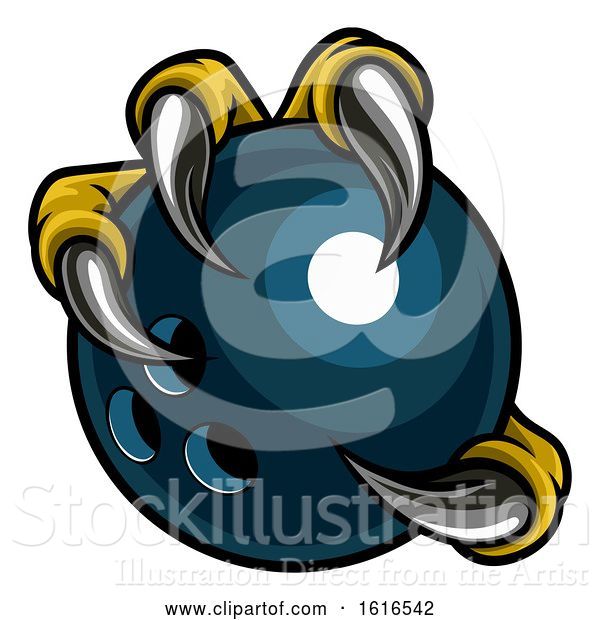 Vector Illustration of Eagle Bird Monster Claw Holding Bowling Ball