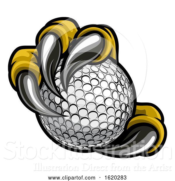 Vector Illustration of Eagle Bird Monster Claw Talons Holding Golf Ball