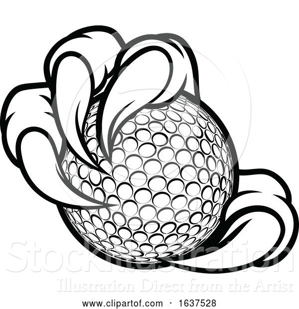 Vector Illustration of Eagle Bird Monster Claw Talons Holding Golf Ball