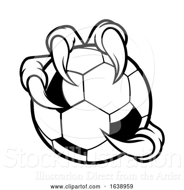 Vector Illustration of Eagle Bird Monster Claw Talons Holding Soccer Ball